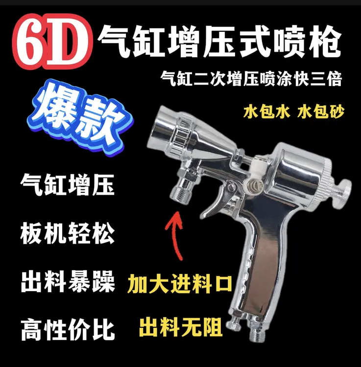 6D水包砂专用增压喷枪喷漆枪仿石漆喷枪水包砂喷枪水包砂加大喷枪商品图