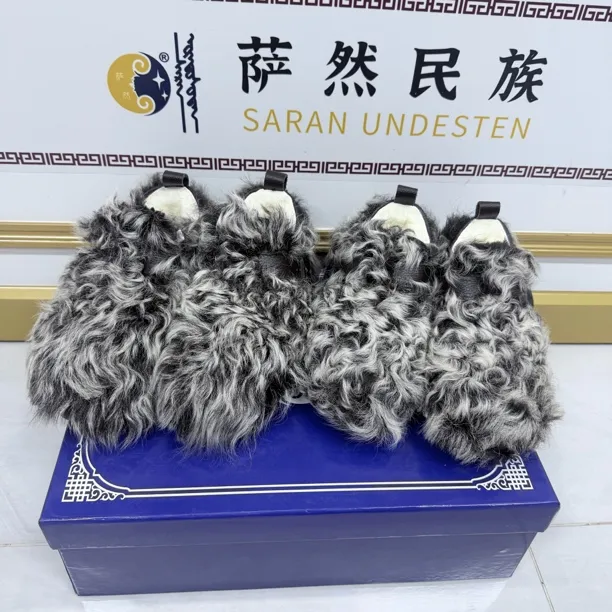 0193-6女士草上霜羊毛博肯鞋羊毛内里防滑橡胶底