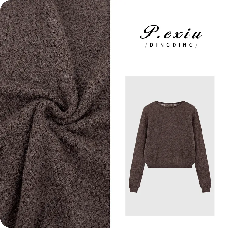 【柔软时光】羊驼毛羊毛松弛随性镂空针织上衣 C071