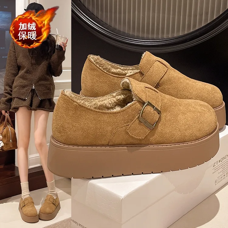 大棉勃肯鞋女加绒2025冬季新款厚底一脚蹬博肯鞋防滑保暖雪地靴女