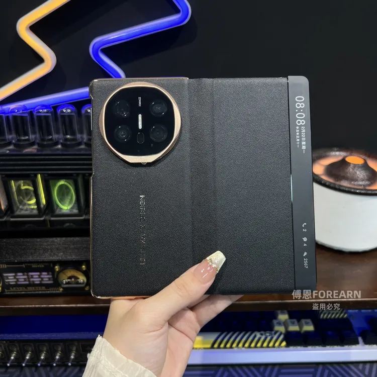 适用于华为matex6手机壳matex5真皮新款保护套翻盖折叠x3镜头支架