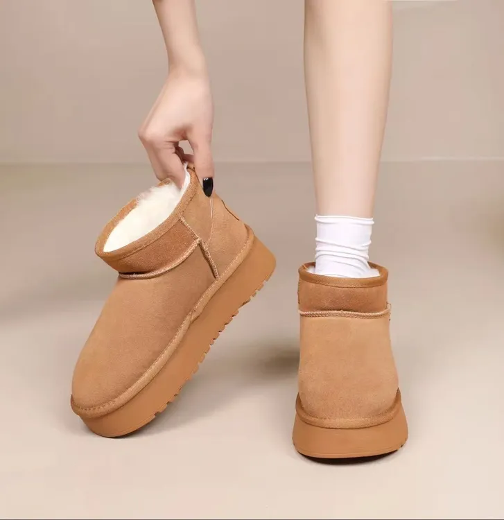  2025新款雪地棉防滑时尚真皮雪地靴 YB861