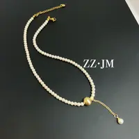钛钢仿珍珠项链 (3流苏球球项链)时尚简约百搭精致