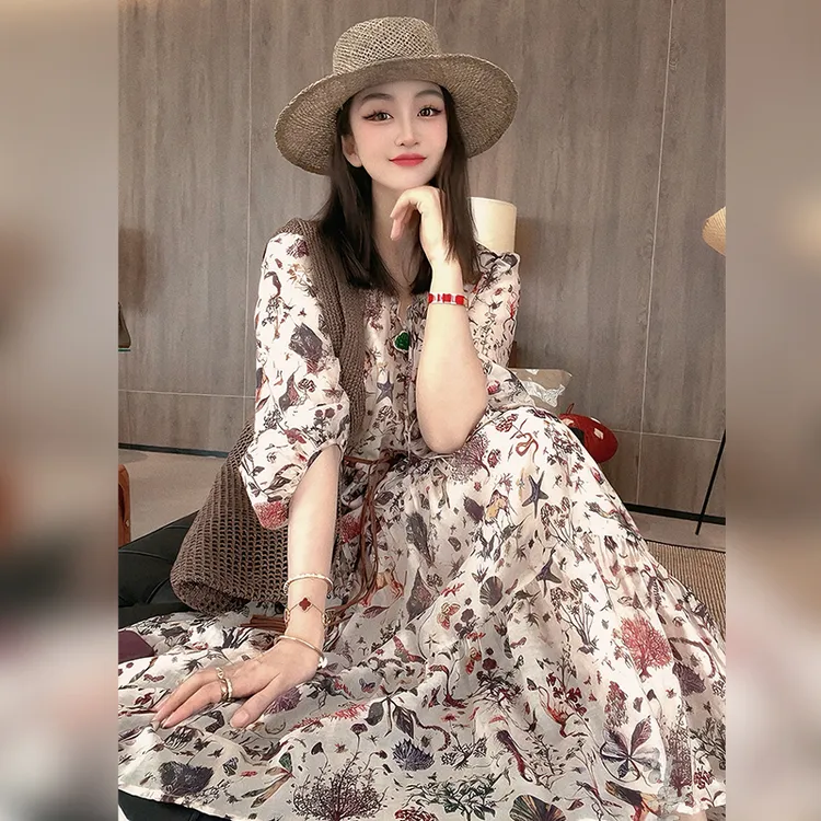 【Linda姐高端线】夏季新款时尚轻奢气质收腰连衣裙AS5LYH0322