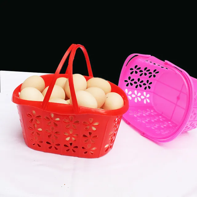 鸡蛋篮子塑料手提篮 水果采摘框 实底草莓篮桑葚杨梅樱桃包装包邮