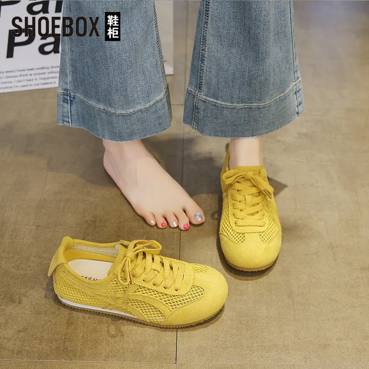 SHOEBOX鞋柜韩版时尚运动鞋女2025夏季新款防滑厚底休闲板鞋