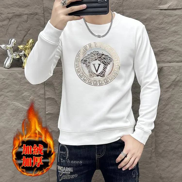 高端长袖T恤男2025秋冬欧洲站潮牌加绒加厚圆领高级感卫衣打底衫
