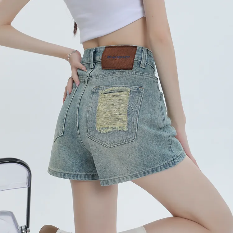 破洞牛仔短裤女夏季设计感2025新款百搭高腰显瘦辣妹小个子热裤子