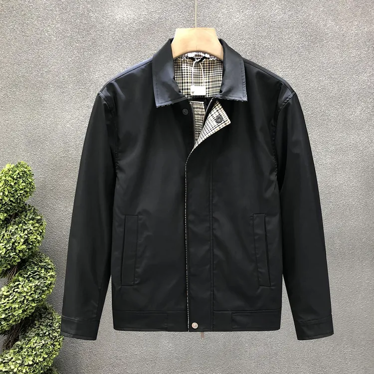 轻熟风行政翻领夹克衫男士休闲短款外套春秋季新款时尚百搭男上衣