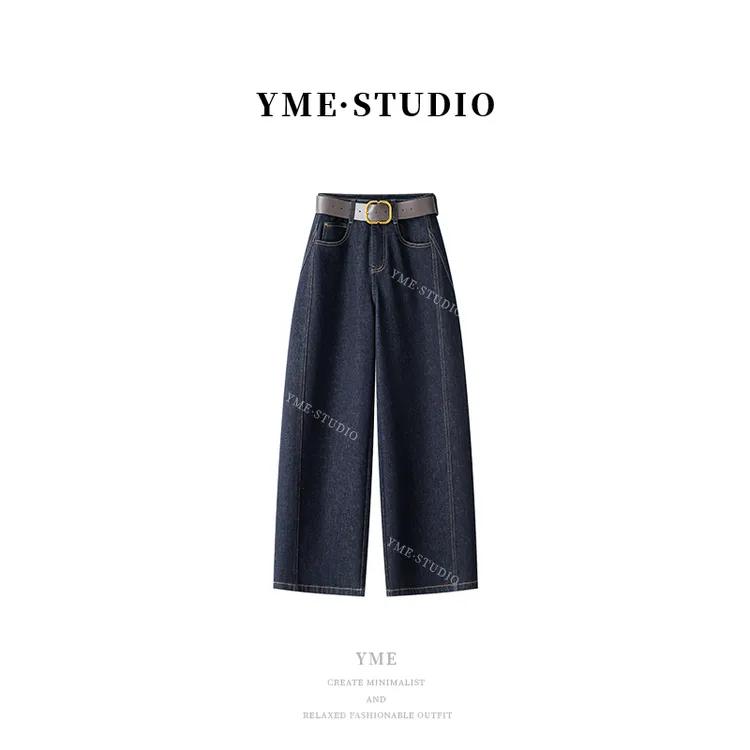 复古牛仔裤女2025秋季新款时尚弯刀裤高腰显瘦阔腿裤爆款5827