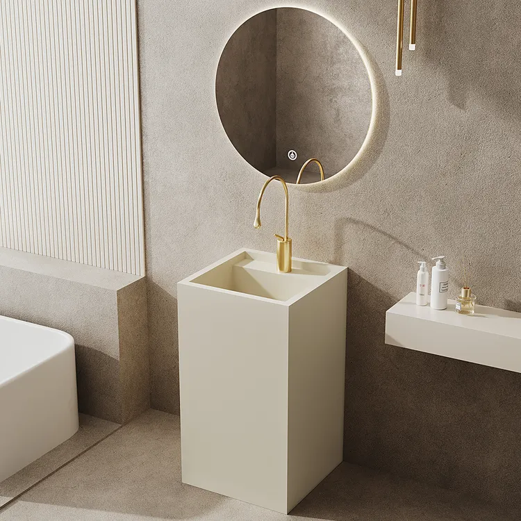 一体岩板立柱盆落地式洗脸盆户外庭院洗手盆卫生间洗漱台阳台小户