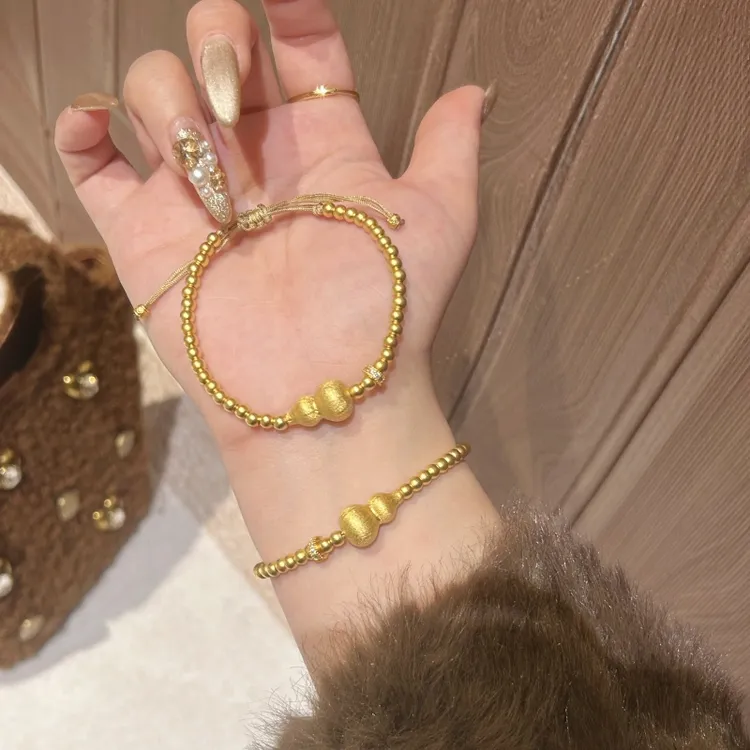 【镀k金】新中式国潮风丨点钻拉丝福禄葫芦手链【编绳款】S032