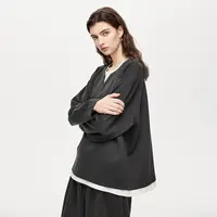 初棉【桑蚕丝卫衣】假两件卫衣长袖宽松弹力366608006