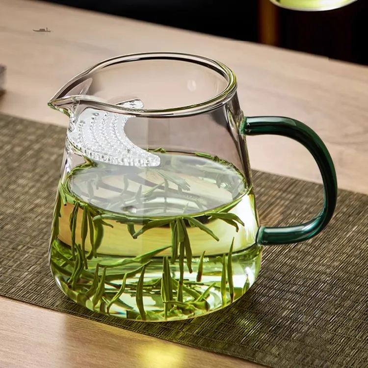 加厚高硼硅玻璃月牙公道杯茶漏过滤网一体茶水分离绿茶分茶泡茶器
