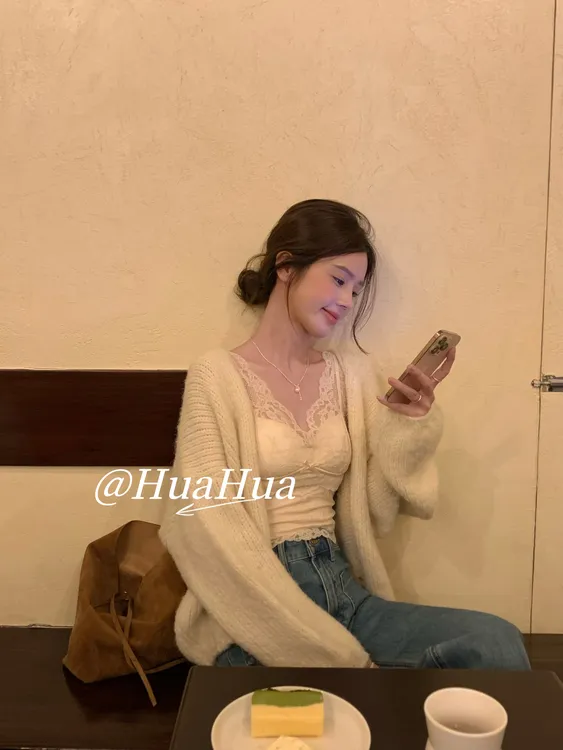 【花花】抱抱衫~手钩感粗针慵懒风蝙蝠袖大开衫毛衣
