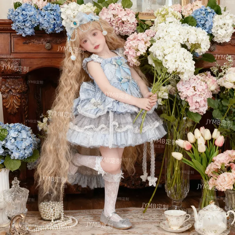 女童原创雪天使洛丽塔艾莎公主裙礼服女孩冰雪奇缘cos 生日连衣裙