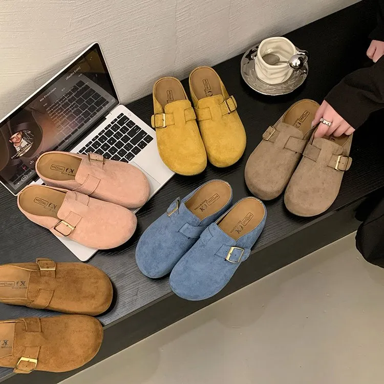 【退货补运费】欧若风糖果色厚底内增高百搭外穿女勃肯半包拖鞋6001