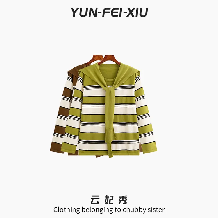 云妃秀大码女装针织衫时尚胖妹妹显瘦减龄百搭气质上衣秋23618