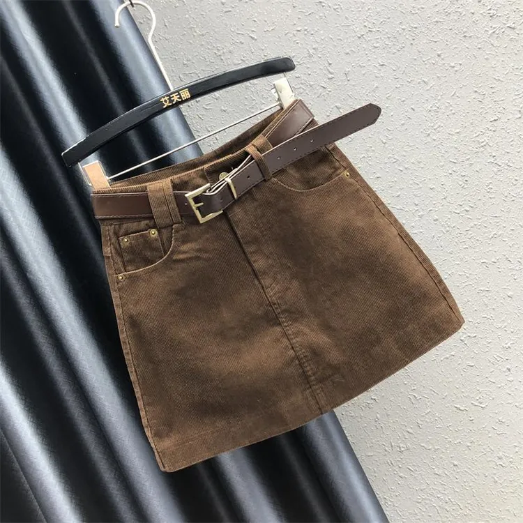 【运费补贴6-8】秋冬新款灯芯绒半身裙时尚百搭防走光a字包臀短裙子