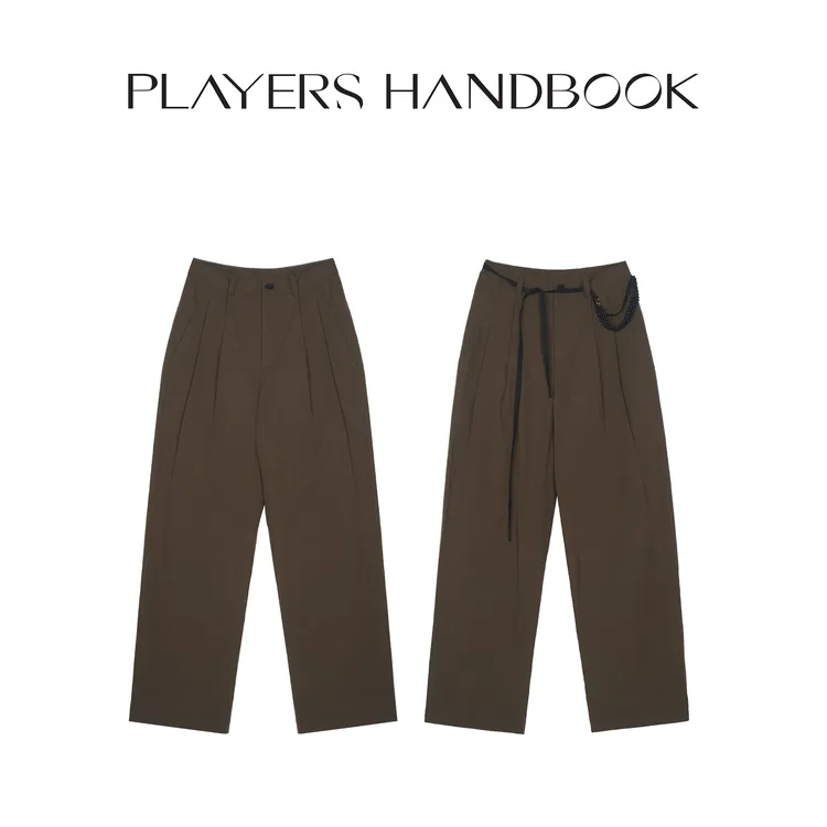 Players Handbook《檀香》小众设计轻薄褶皱串珠腰链休闲布裤PH1791