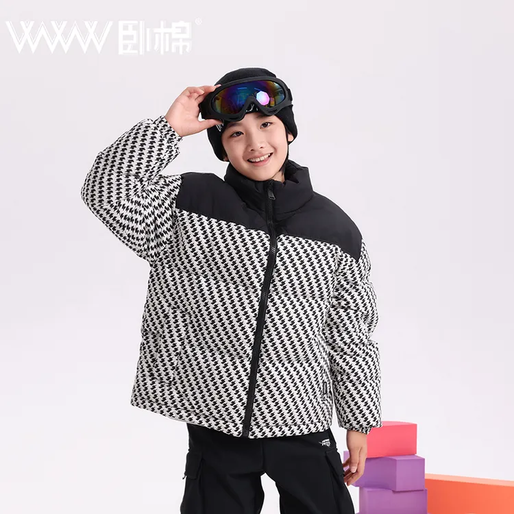 WWW新国标90白鸭绒男女儿童时尚百搭保暖轻盈蓬松长袖羽绒服 34A9