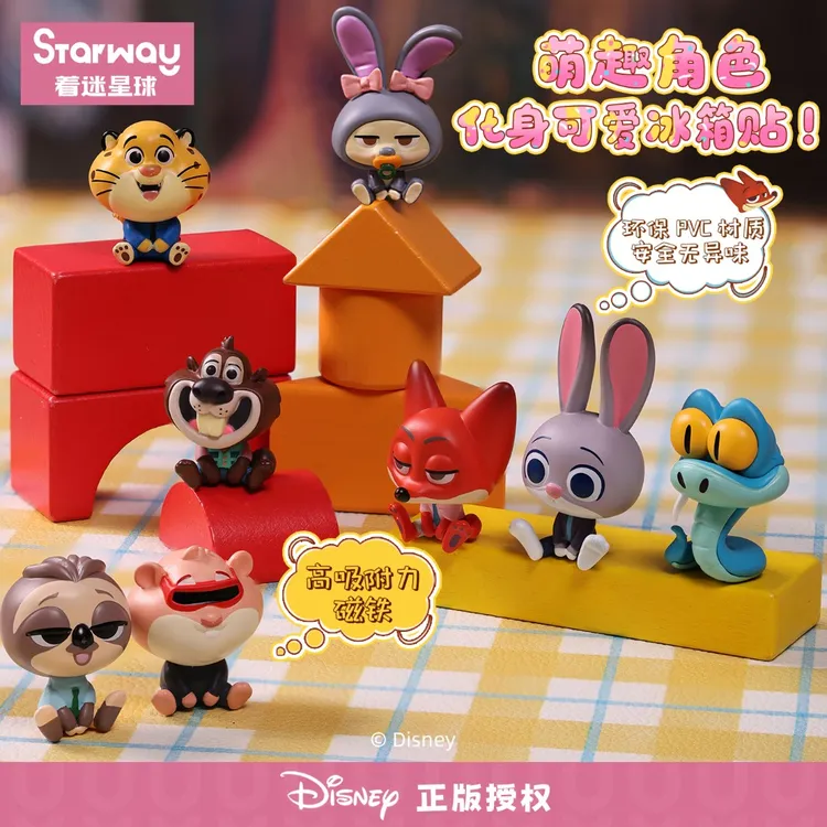 迪士尼疯狂动物城冰箱贴萌粒公仔磁吸立体朱迪尼克创意家居饰品