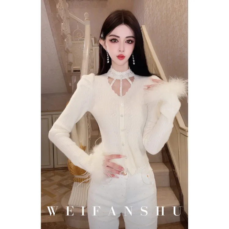 WEIFANSHU/魏凡舒【白夜协奏】秋冬新款设计感时髦精致针织百搭上衣