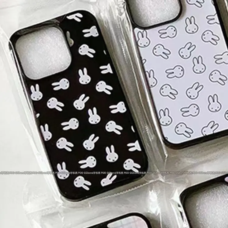 新款韩系米菲兔玻璃手机壳适用苹果17/16小米15reno14p80荣耀红米