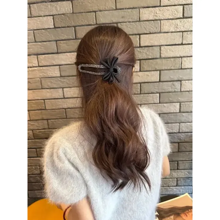气质碎钻蝴蝶结发卡抓夹女后脑勺懒人上班通勤盘发神器鸭嘴夹一字商品图