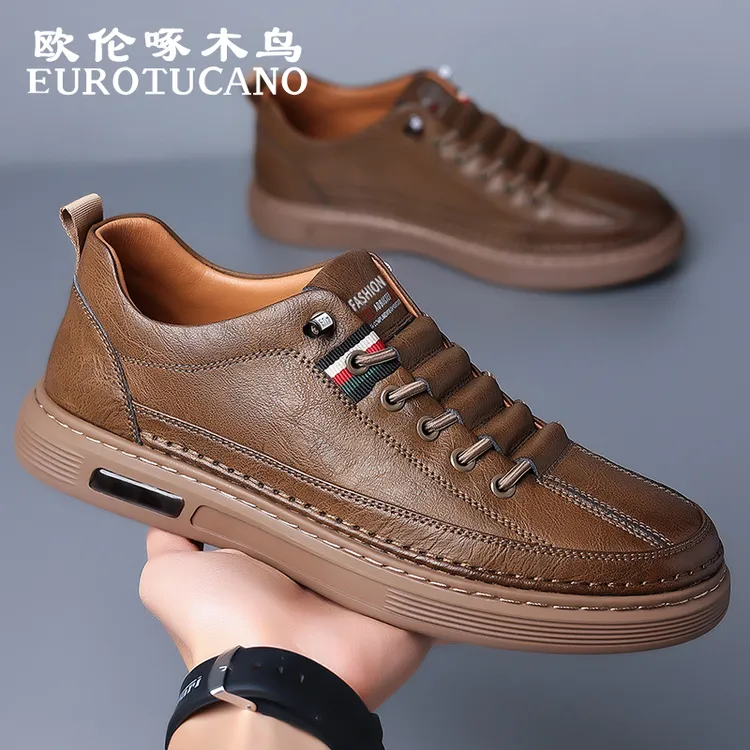 欧伦啄木鸟EUROTUCANO男鞋潮流百搭商务休闲皮鞋男士透气运动板鞋