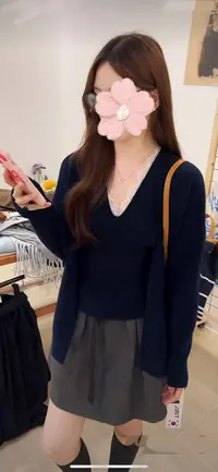 米满满-奶油欧尼（ 4434#福）慵懒风简约蕾丝边两件套上衣 