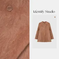  IDENTIFY冬季中长款拉毛山羊绒双排扣气质休闲外套25AWTY1213036