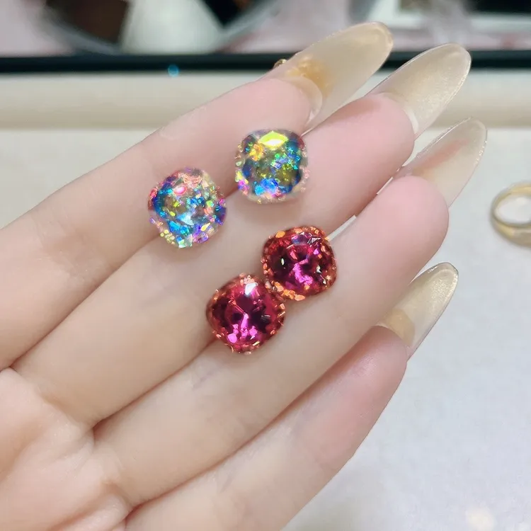 非金属莫桑石耳饰 023超美气质百搭耳钉干枯玫瑰加炫彩闪烁