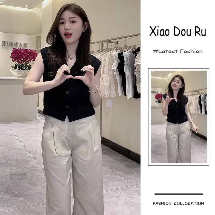夏季流行穿搭一整套新款2025年韩系减龄时尚百搭上衣休闲裤两件套
