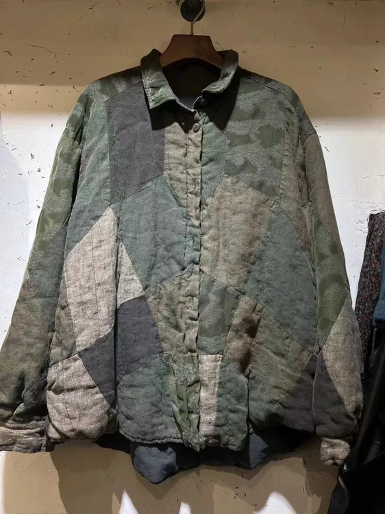 衣路走来亚麻拼接衬衫棉衣