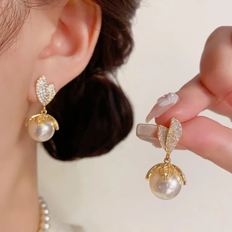 铜合金锆石耳饰 个性时尚微镶珠铜合金耳坠精致轻奢温柔百搭耳环