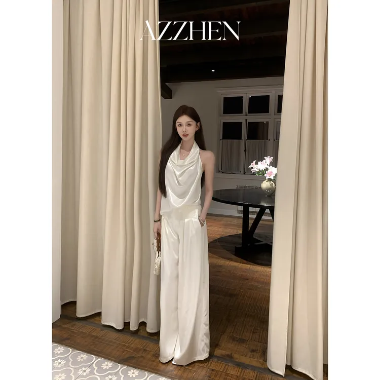 AZZHEN【法香茉莉】荡领缎面挂脖套装AZ4KSZ56-ST/AZ4KSZ57