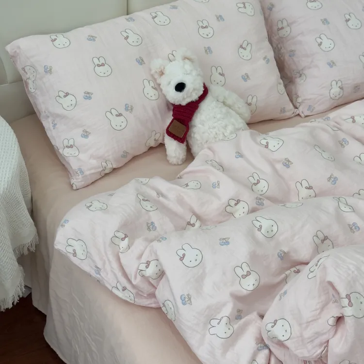 A类纯棉双层纱四件套裸睡宿舍棉纱布100%全棉四季通用被套三件套