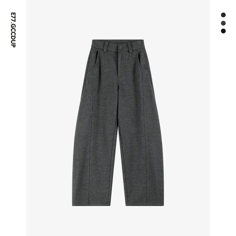 GCCDUPE77『缎光晖』醋酸羊毛混纺简约毛呢加绒保暖舒适直筒休闲裤