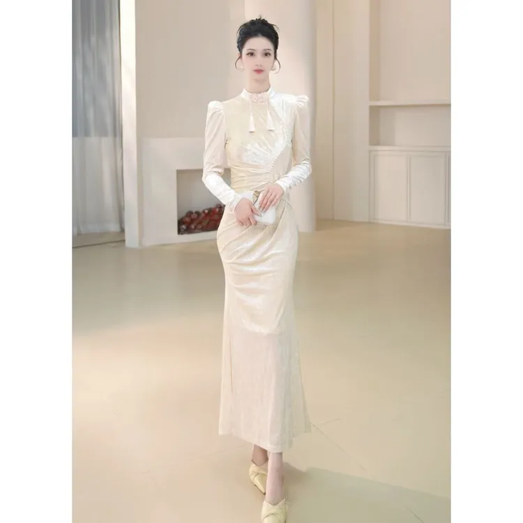 沐子的轻奢私藏【Mu/zi70676】新中式旗袍国风气质包臀丝绒连衣裙