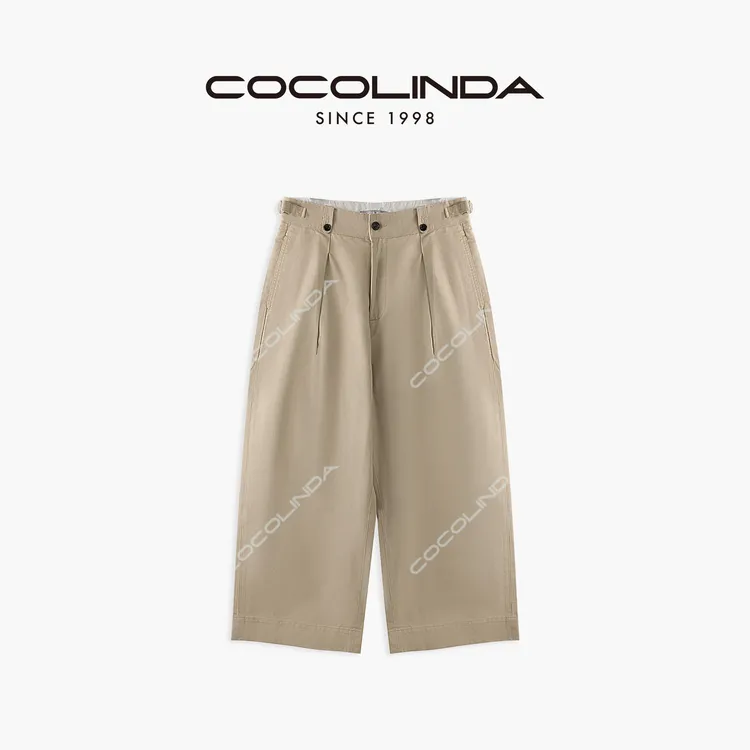 COCOLINDA100%棉九分宽版老钱通勤穿搭阔腿裤P2548