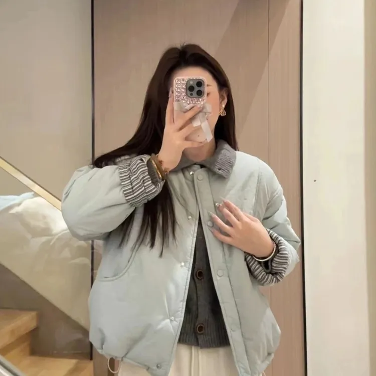 【加绒加棉】25冬季新款韩版宽松百搭圆领棉服外套韩系穿搭保暖棉衣