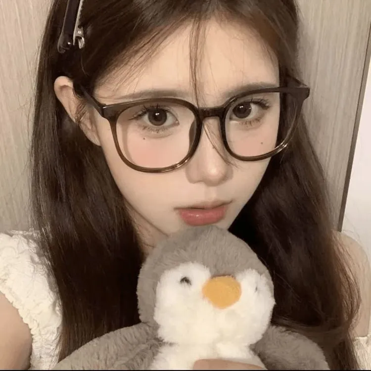 茶色防蓝光眼镜男女网红黑色复古韩版防辐射平光大框无度数百搭