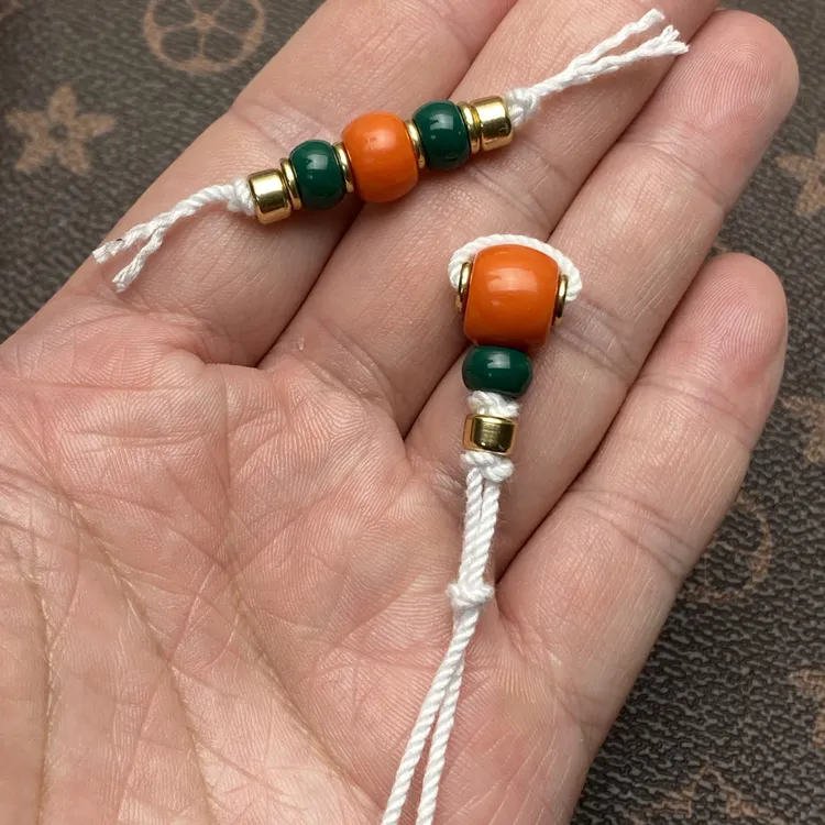 藏区橙料珠改三通大全套12mm橙绿款星月百香籽配套腰珠顶珠套装