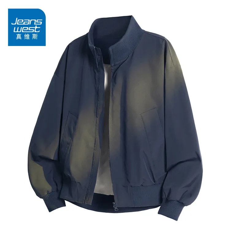 真维斯秋季2025新款夹克男立领棒球服美式复古防风休闲工装外套男