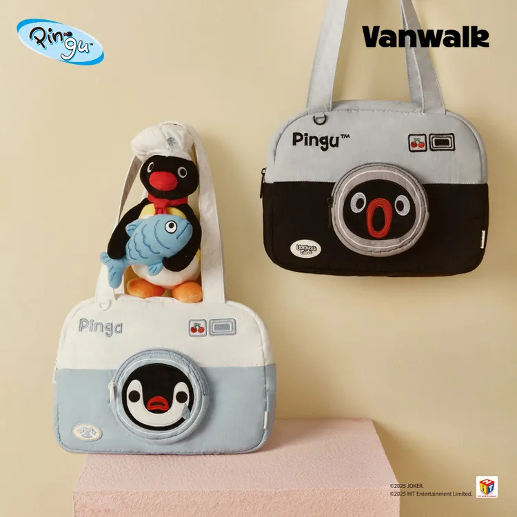 VANWALK Pingu可爱企鹅家族单肩包女生礼物hobo包包休闲手提包ins