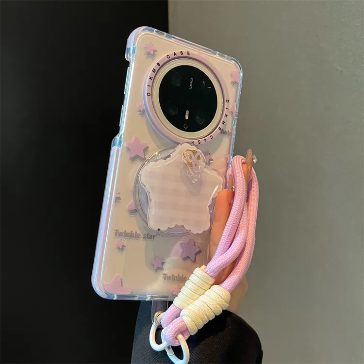 适用华为mate70pro+手机壳p80pro紫色星星英文磁吸mate60pro女款