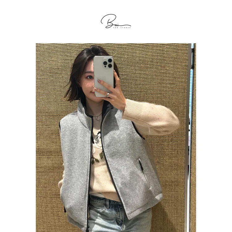 TXB 定制山羊绒新国标95白鹅绒百搭保暖两面穿羽绒马甲XB-7883