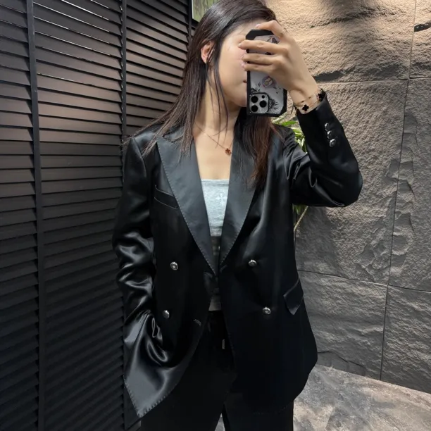 男士夏季高奢定制款双排扣醋酸面料西服-90119