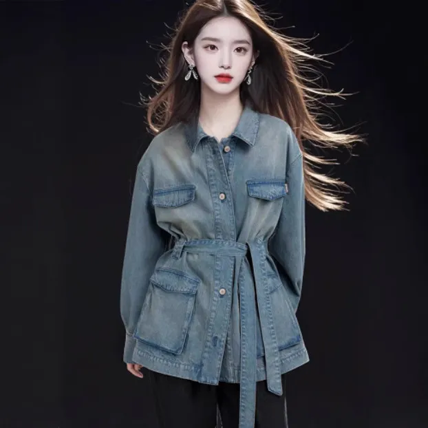 今年流行漂亮小个子美式慵懒chic百搭牛仔外套女春秋款